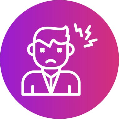 Baş ağrısı ve baş ağrısı olan bir adam, depresyonun vektör çizimi