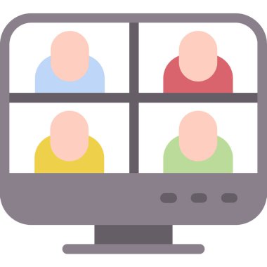 video konferans vektörü basit simge illüstrasyonu