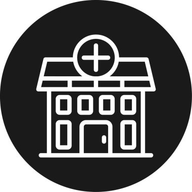 Basit bir stil izole edilmiş vektör illüstrasyonunda hastane binası simgesi