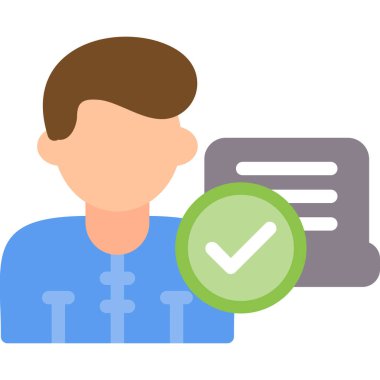 Onaylanmış düz vektör simgesi