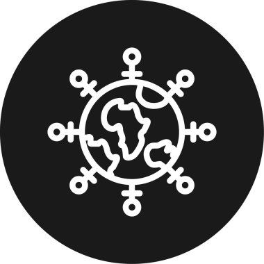 küresel bağlantı simgesi. Beyaz arkaplanda izole edilmiş web tasarımı için küresel bağlantı vektör simgesinin basit çizimi