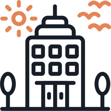 Otelde. Web simgesi basit illüstrasyon