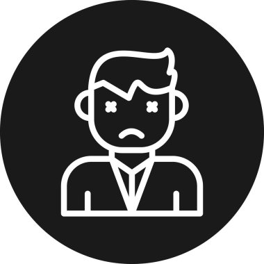 Üzgün adam ikonu. Beyaz arkaplanda izole edilmiş web tasarımı için üzgün adam vektör simgesinin basit çizimi