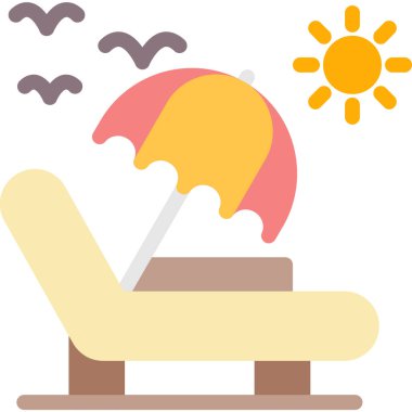 Yaz kategorisinde sandalye plajı güneş ikonu