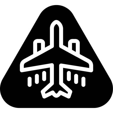 Uçak vektör simgesi. biçim düz yuvarlak sembol, siyah renk, yuvarlak açılar, beyaz arkaplan