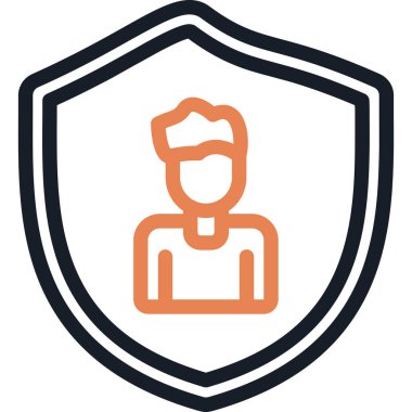 Kalkan simgesi olan adamın vektör illüstrasyonu