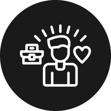 Kalbinde hediye kutusu olan bir adam. Sevgililer Günü