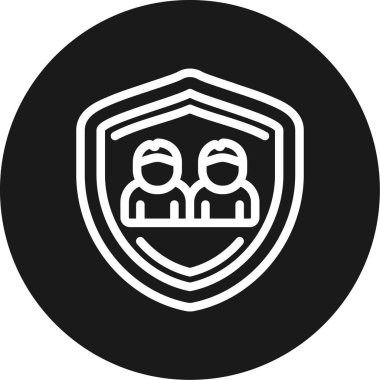 Bir kadının vektör çizimi ve maskeli siyah bir kalkan.