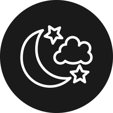 ay ve yıldızlar ana hatlar biçiminde simge