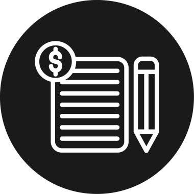 finansal belge vektör simgesi. biçim düz sembol, siyah renk, yuvarlak açılar, beyaz arkaplan