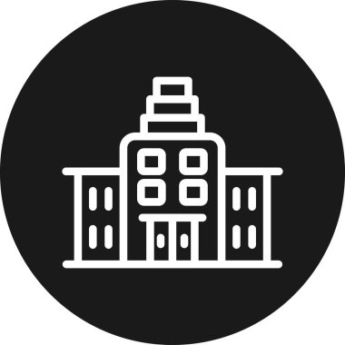 Mimari şehir ikonu. İnşa etmenin basit bir gösterimi. Beyaz arkaplanda izole edilmiş web tasarımı için vektör simgesi