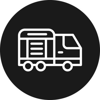 Kamyon ikonu. Beyaz arkaplanda izole edilmiş web tasarımı için taşıyıcı vektör simgesinin basit çizimi