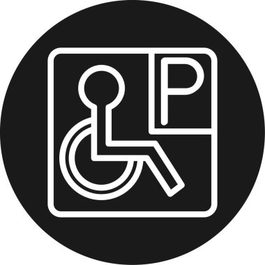 Engelli kişi yuvarlak vektör simgesi