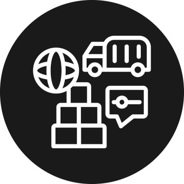 outline biçiminde dağıtım lojistik kamyon simgesi