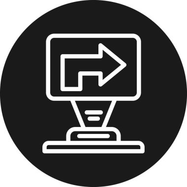 Yol Eğrisi İşaret Çizgisi Çemberi Vektör ResmiComment