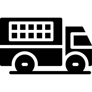 kargo kamyonu simgesi, basit siyah beyaz tarzı