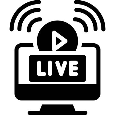 Canlı Yayın simgesi, vektör illüstrasyonu