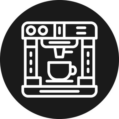 makine kahve ikonu. Beyaz arkaplanda izole edilmiş web tasarımı için ana hatlı vektör makine espresso simgesi