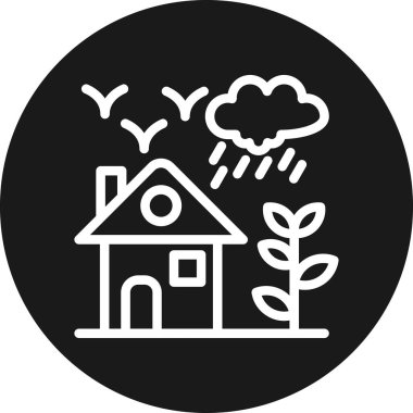 Şemsiyeli ve yağmurlu ev