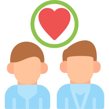 Çift kalp ikonu, düz tasarım. vektör illüstrasyonu.