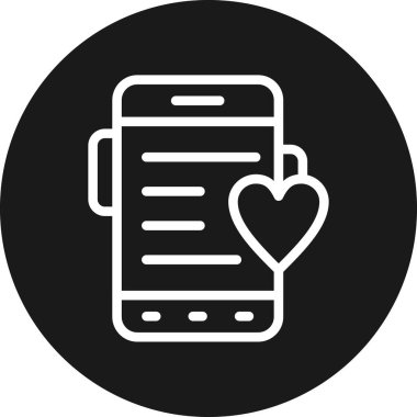 mobil uygulamalı kalp basit simge, vektör illüstrasyonu