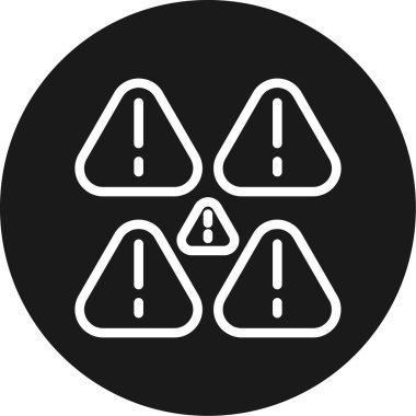 Uyarı sembolü. biçim düz sembol, siyah renk, yuvarlak açılar, beyaz arkaplan.