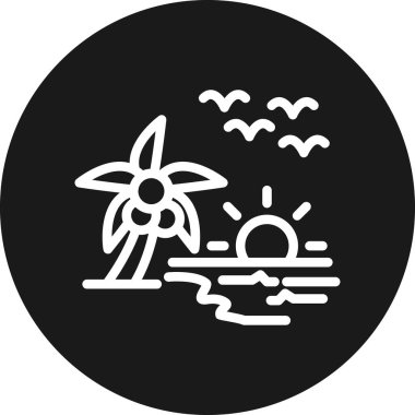 Güneş ve deniz ikonunun vektör illüstrasyonu