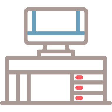 Dizüstü bilgisayarı, vektör illüstrasyonu olan bilgisayar masaüstü