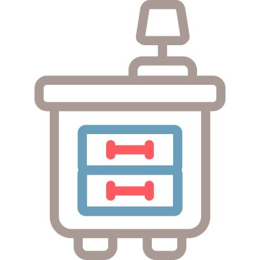 Nightstand Çizgisi Çoklu Renk, Vektör İllüstrasyonu