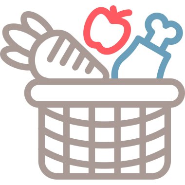 Sepet meyve ikonu doldurulmuş - taslak biçiminde