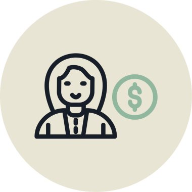 Dolar simgesi olan iş kadınının vektör illüstrasyonu