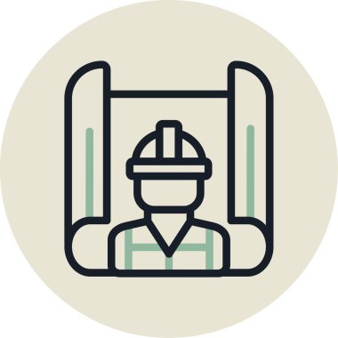 İnşaat işçisi. Web simgesi basit illüstrasyon