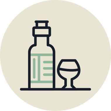 Şampanya ikonu vektör illüstrasyonlu cam