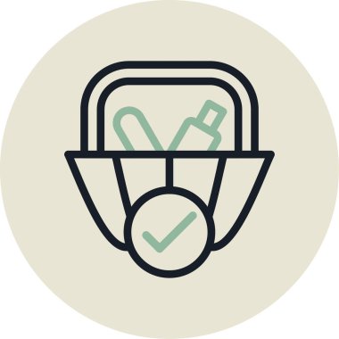 Kürek ikonlu bir sepetin vektör çizimi