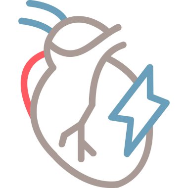 Yıldırım ikonlu kalp. vektör illüstrasyonu