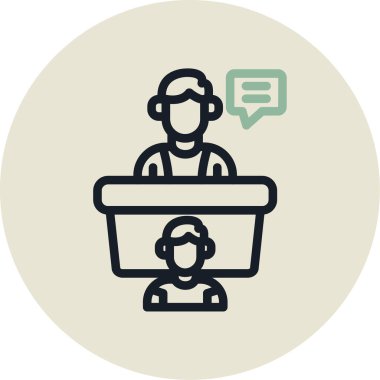 Müşteri hizmetleri ikonu. Beyaz arkaplanda izole edilmiş modaya uygun ince çizgi biçimi