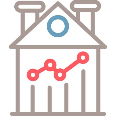 Beyaz arkaplanda ok ve vektör illüstrasyonlu ev