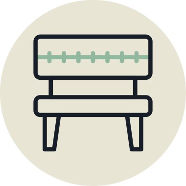 kanepe vektör çizgisi simgesi, işaret, beyaz arkaplanda illüstrasyon