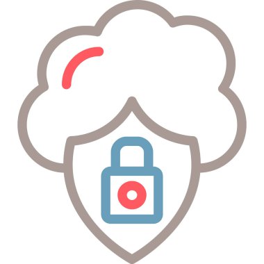 bulut güvenlik kilidi simgesi tam taslak biçimi