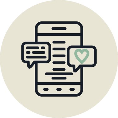 kalp chat vektör simgesi modern illüstrasyon vektör arkaplanı