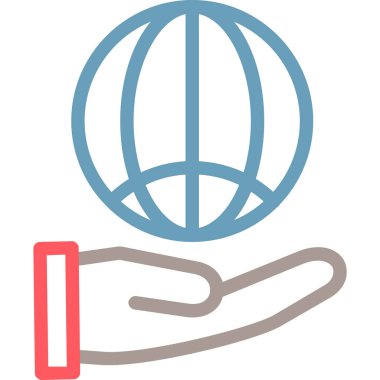 el ele tutuşan dünya ikonu vektör çizimi tasarımı