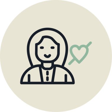 Kalp ikonu vektör illüstrasyonlu kadın