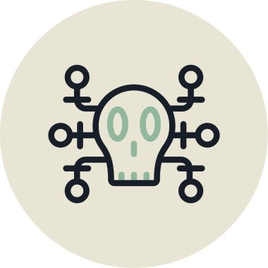 Cadılar Bayramı kafatası simgesi, vektör illüstrasyonu