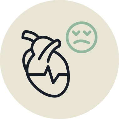 hüzünlü kalp ikonu vektör illüstrasyonu