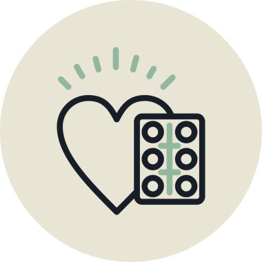 Bir takvim ile bir aşk kalbinin vektör çizimi