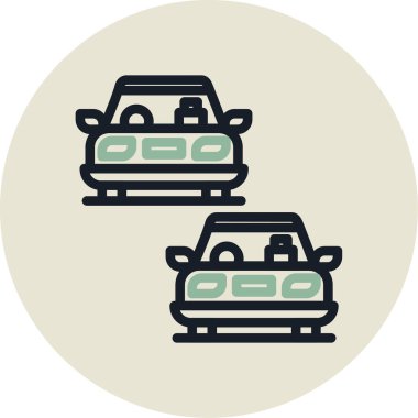 Bir arabanın karikatür simgesinin vektör çizimi