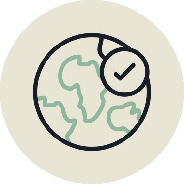 Ana hatları doldurulmuş küresel dünya simgesi