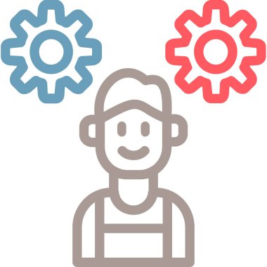 Cogwheel simgesi olan bir adamın vektör çizimi