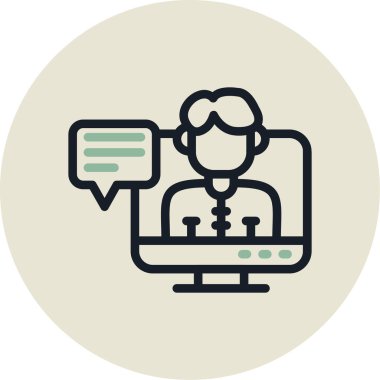 Dizüstü bilgisayar simgesi olan bir adamın vektör çizimi