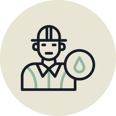 Miğferli işçi. Basit resimleme